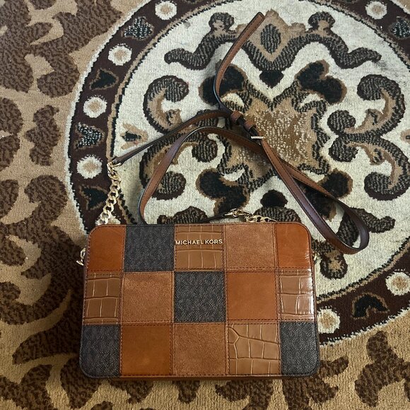 MICHAEL KORS Brown Patchwork Crossbody Bag - Picture 1 of 3